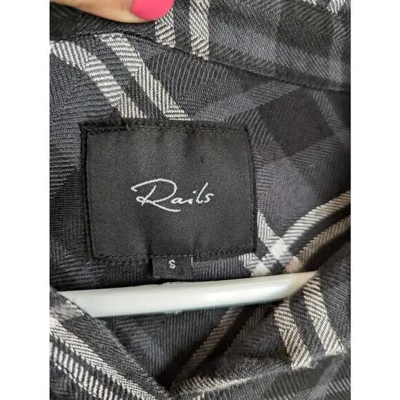 Rails Bianca Longsleeve Shirt Dress in Onyx Slate White size Small - Picture 5 of 8